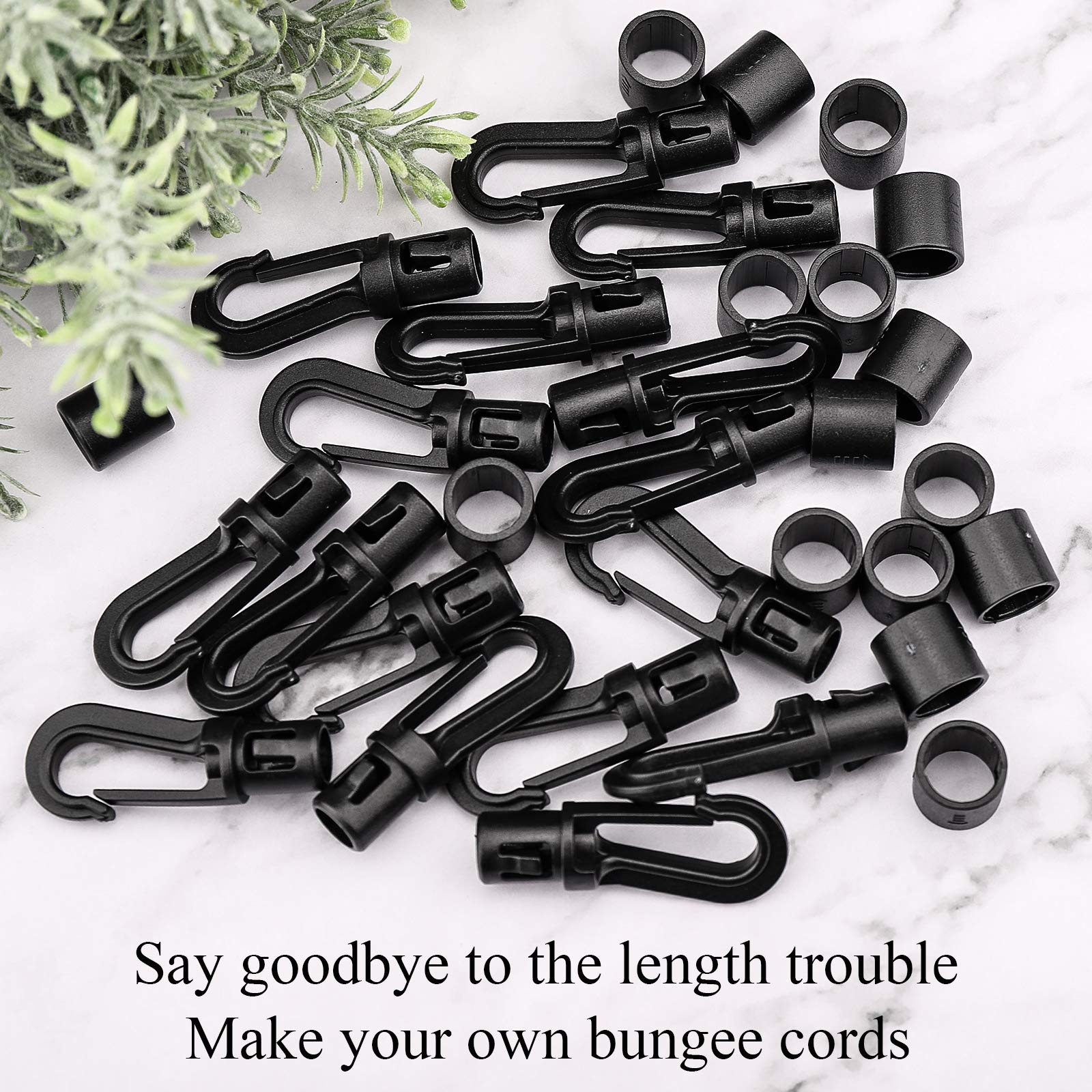 ZHOUBIN Shock Cord End Snap Hooks for 1/4 inch to 5/16 inch, Black